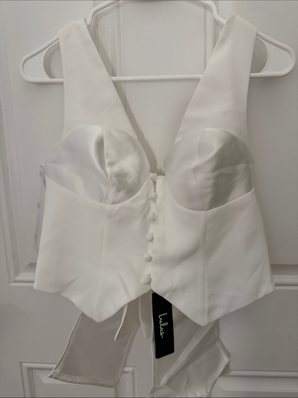 Lulu's White Satin Bustier Vest